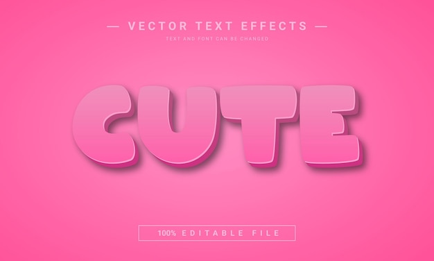 Pink color Cute 3d editable text effect template