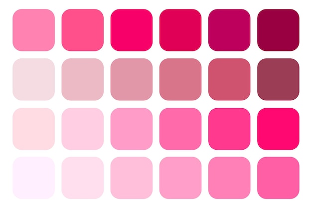 Vector pink color palette various shades gradient squares vector graphic