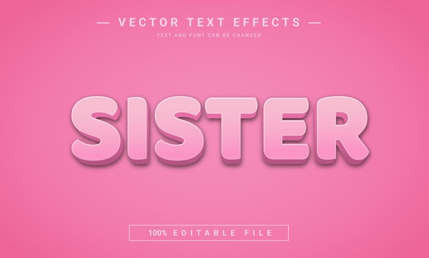 Pink color sister 3d editable text effect