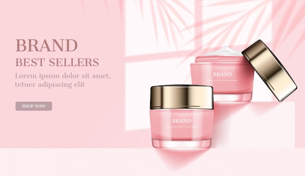 Pink cosmetic cream ads, template