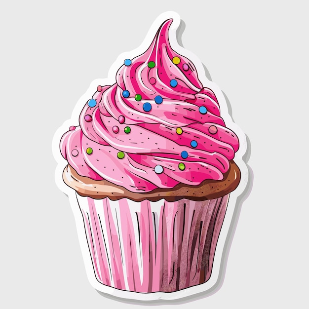 Vector a pink cupcake with pink frosting and a picture of a pink cupcake with the words pink frosting