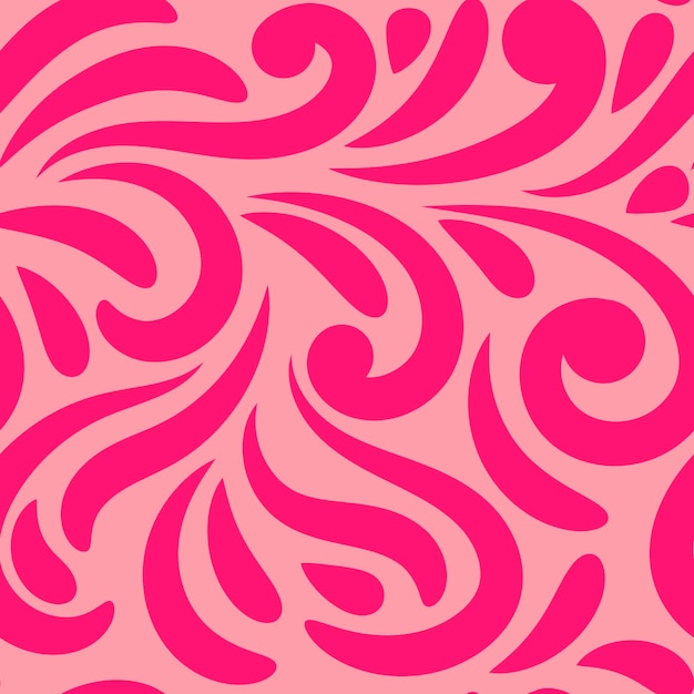 Pink curly seamless pattern. Swirl background