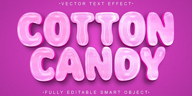 Pink Cute Cartoon Cotton Candy Vector Fully Editable Smart Object Text Effect