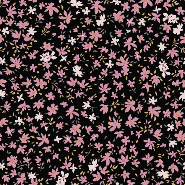 PINK CUTE DITSY FLORAL SEAMLESS PATTERN VECTOR