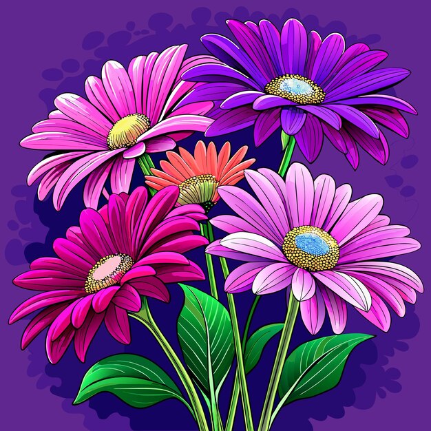 Vector pink daisy flower vector illustration