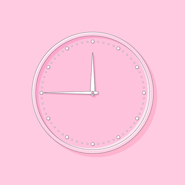 Pink dial of wall clock Round watch