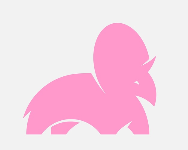 Pink dino silhouette for logo or print Cute dinosaur vector illustration