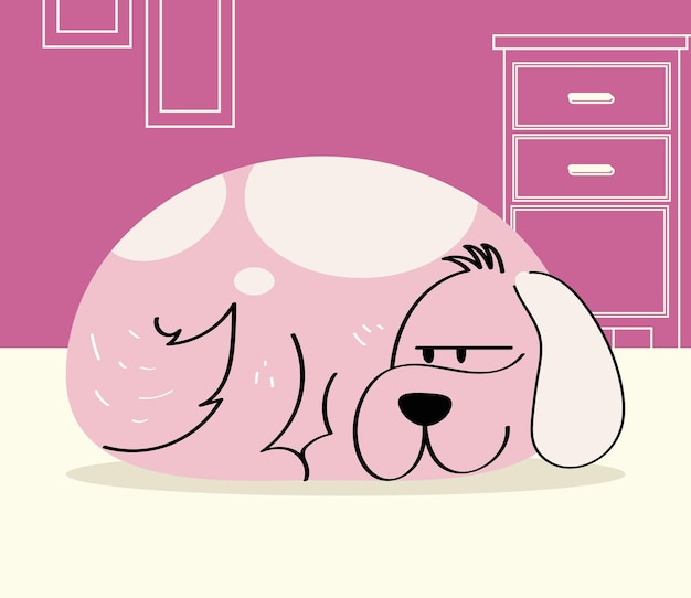 Pink dog lying