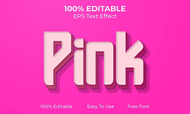 Pink Editable 3D Text Effect Vector EPS File