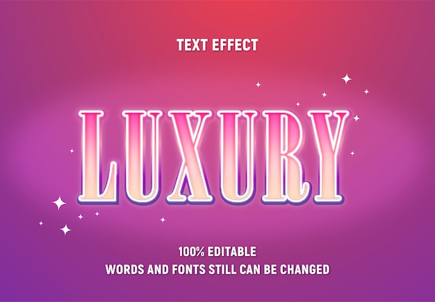 Pink editable text about Luxury with shiny gradient effect.