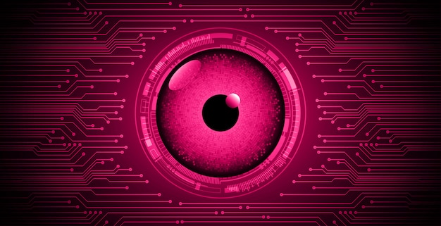 Pink eye in cyber background