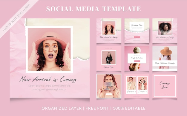 Pink feminine beauty social media instagram post fashion promotion advertisement template