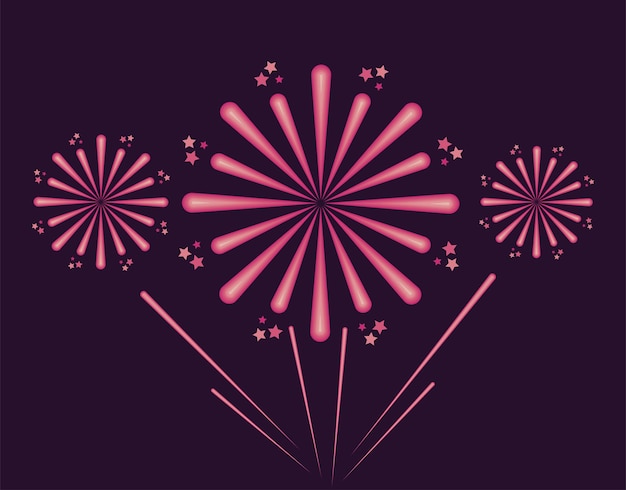 Pink fireworks explosion icons