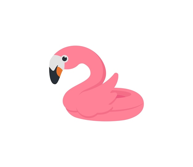 Pink flamingo float vector isolated icon. Emoji illustration. Flamingo swimming pool float