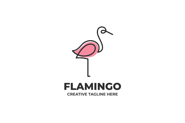 Pink Flamingo Simple One Line Business Logo