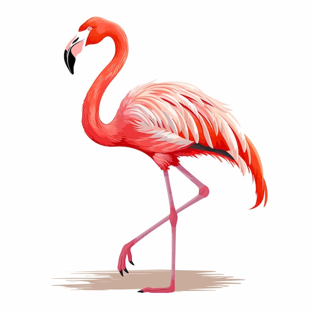 Vector pink flamingo on white background vector