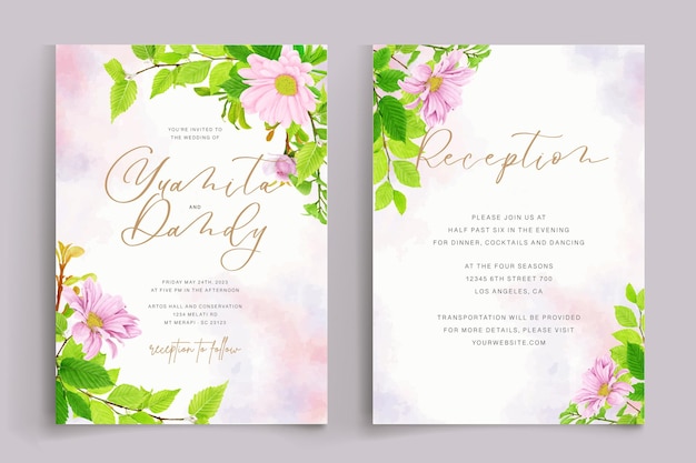 pink floral ornament background and frame card set