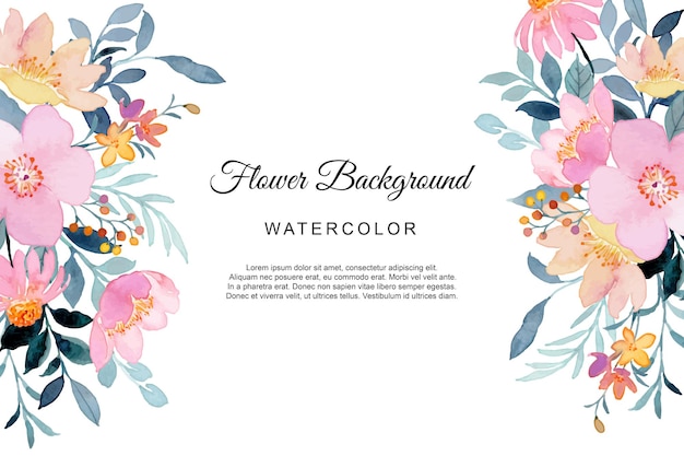 Pink flower background with watercolor