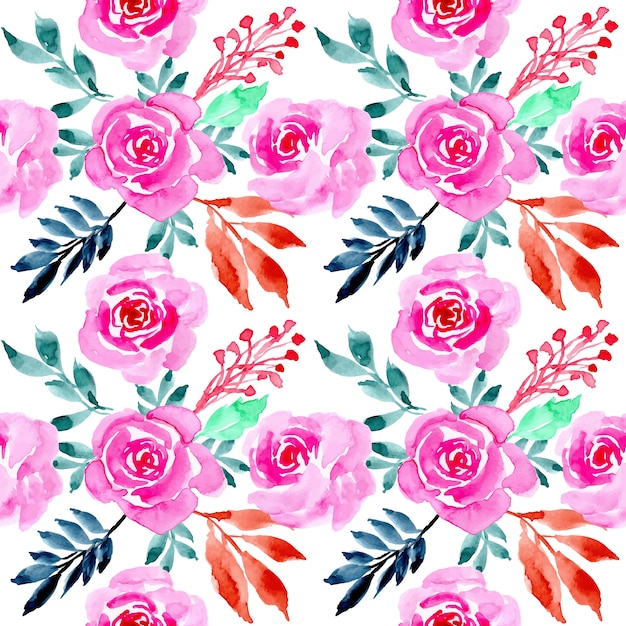 pink flower watercolor seamless pattern