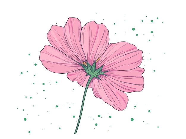 a pink flower with green dots on it