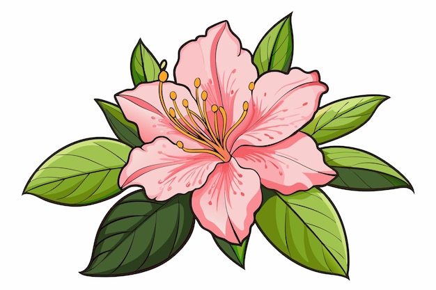 Pink Flower with Green Leaves