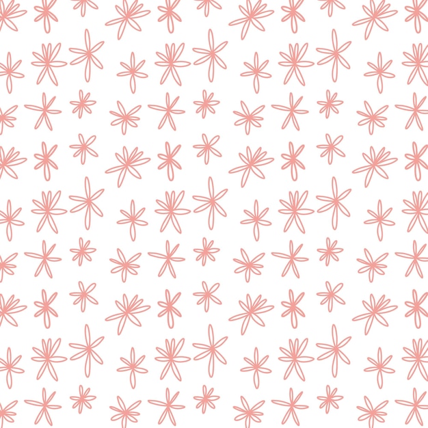 Pink flowers scandinavian style seamless pattern. Vector illustration