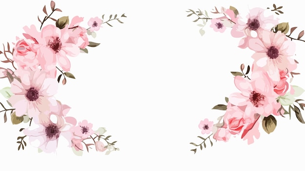 Vector pink flowers on a white background