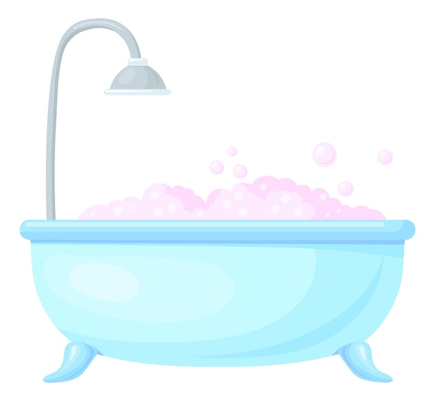 Pink foam bubbles bathtub Comfort bathing icon isolated on white background