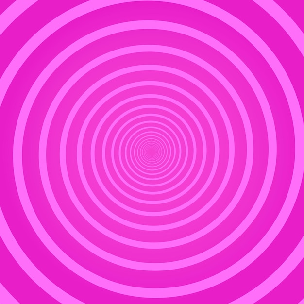 Pink geometric psychedelic square background with circular rotating swirl, helix or vortex. Backdrop with round optical illusion or radial twist. Simple modern decorative vector illustration.