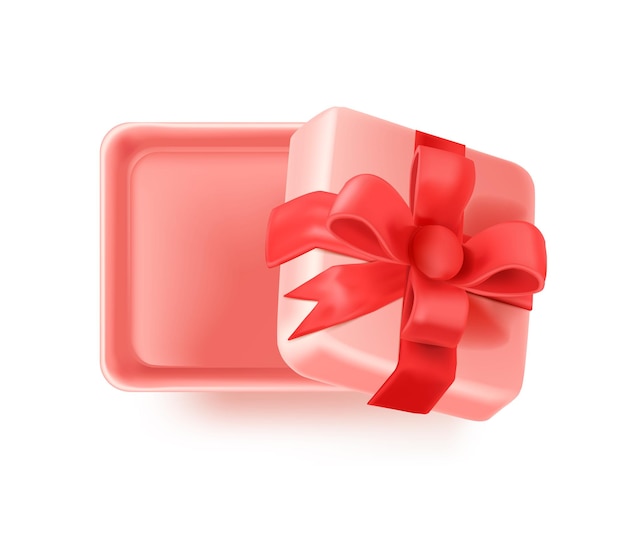 Pink gift box. 3D soft romantic present for lovers, vector illustration isolated on white background