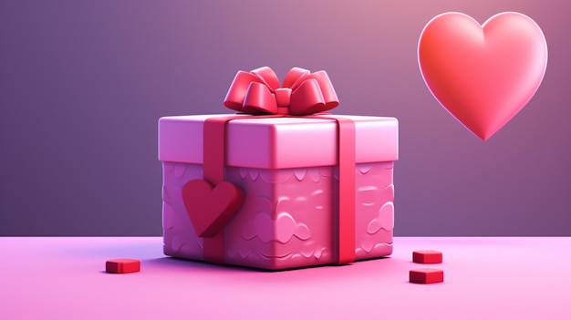 a pink gift box with a heart on it