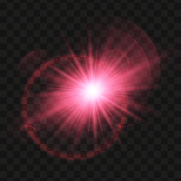 Pink glowing light star, transparent shining sun, star explodes and bright flash, bright starburst.