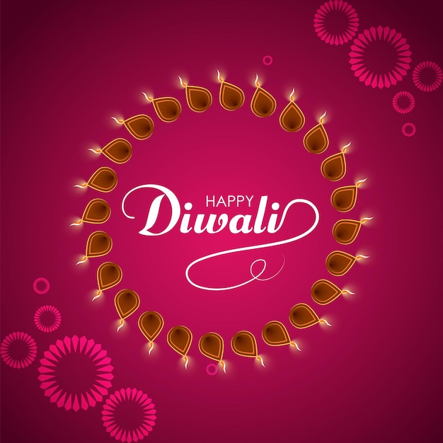 Pink gradient diwali festive rounded diyas celebration post design