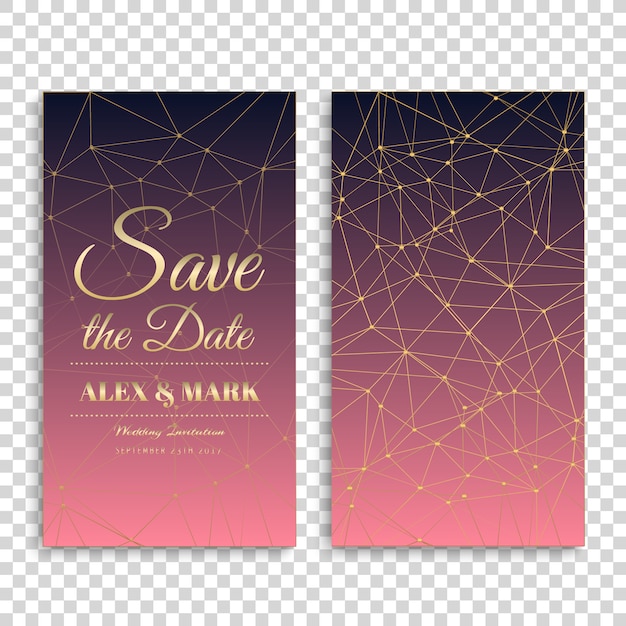 Pink gradient wedding card design