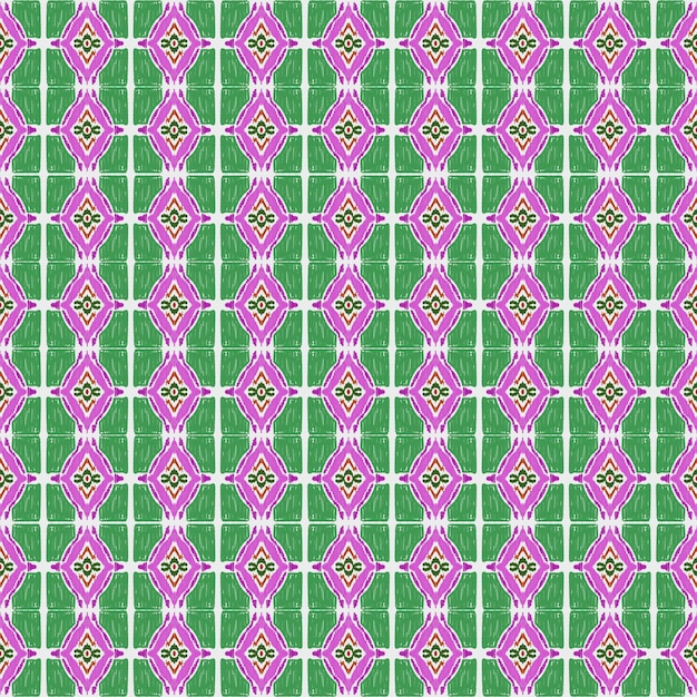 Pink and green seamless ethnic ikat fabric pattern fashion geometric wallpaper modern art design