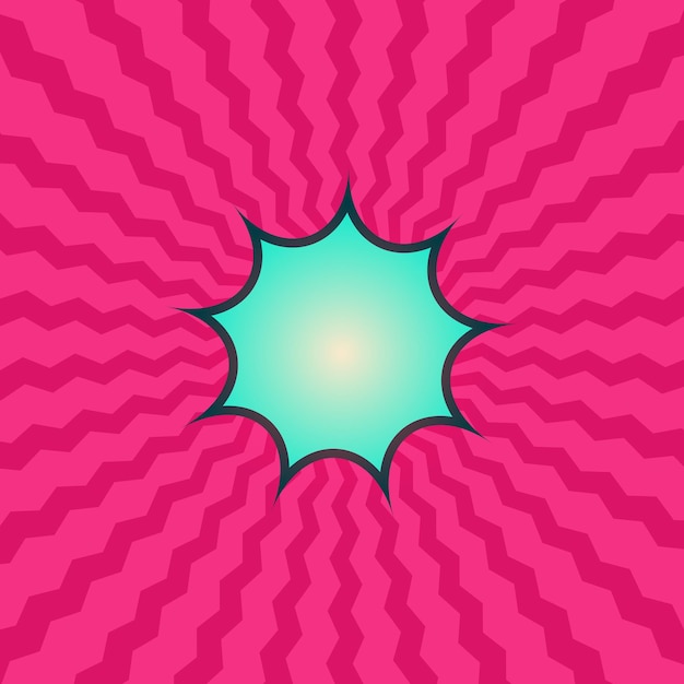 Pink and green wave design with a blue circle in the center.