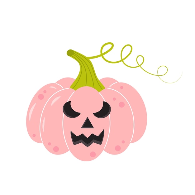 Pink Halloween pumpkin with scary smile