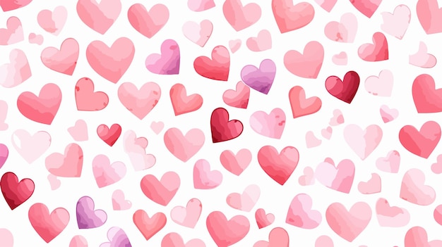 Pink Hand Drawn Hearts Seamless Pattern on White Background