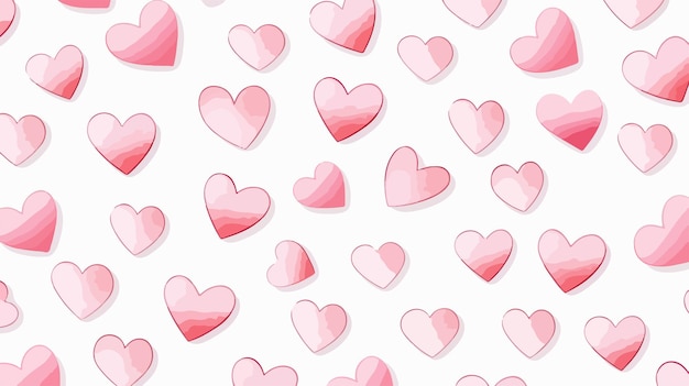 Pink Hand Drawn Hearts Seamless Pattern on White Background