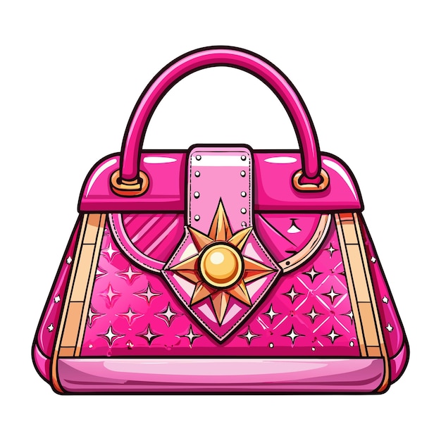 Vector a pink handbag with a gold star on the front