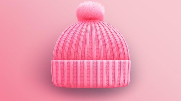 Vector a pink hat with a pom pom on it