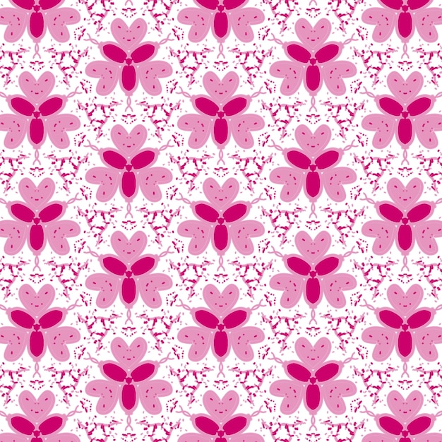 Pink heart and flower love valentines pattern backgrond illustration art fashion design fabric and