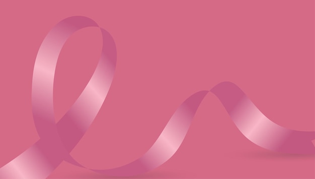 Vector a pink heart ribbon with text breast cancer awareness breast cancer awareness