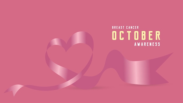 Vector a pink heart ribbon with text breast cancer awareness the heartshaped ribbon and text are wellbalanced creating a visually pleasing composition