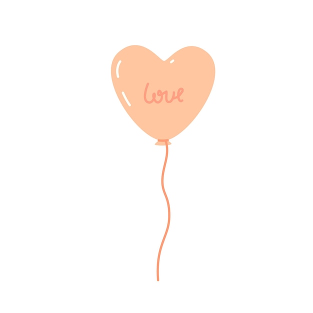 Pink heart-shaped balloon. Vector flat illustration