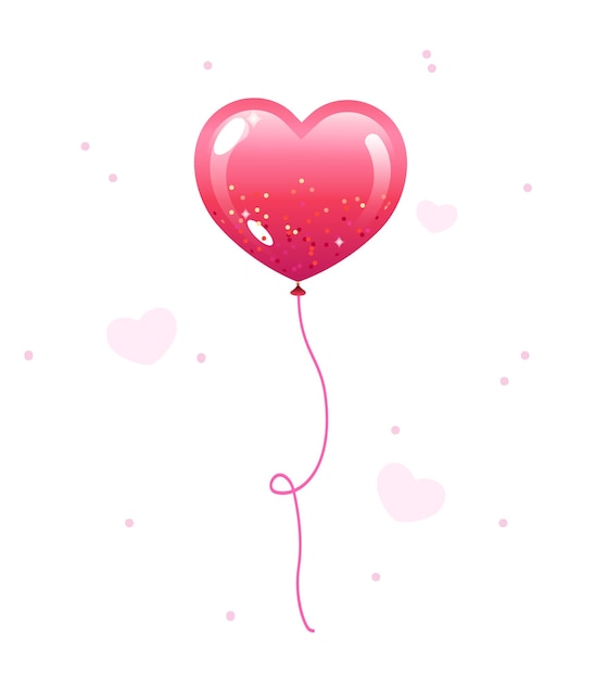 Vector a pink heart shaped balloon with a red heart on a white background.