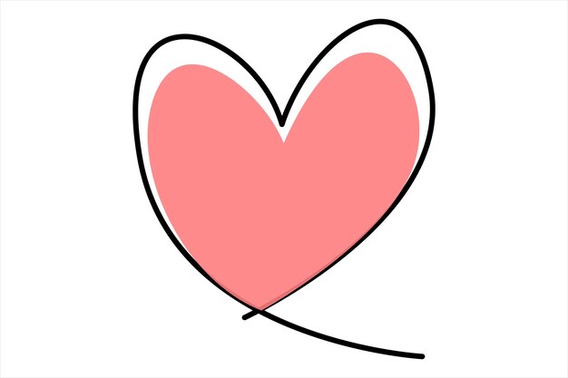 Vector a pink heart with a black line around it