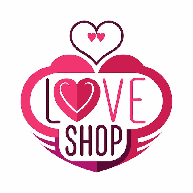 Vector a pink heart with a heart that says love shop