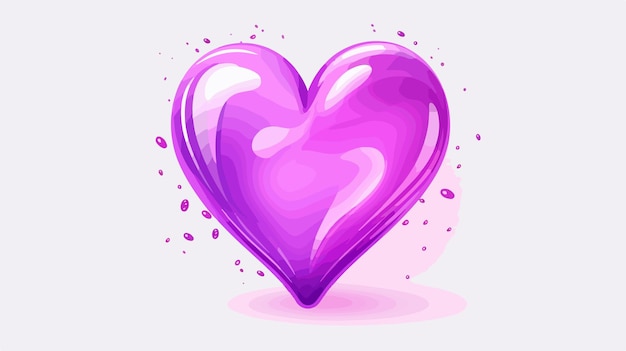 Vector a pink heart with purple glitter and purple glitters