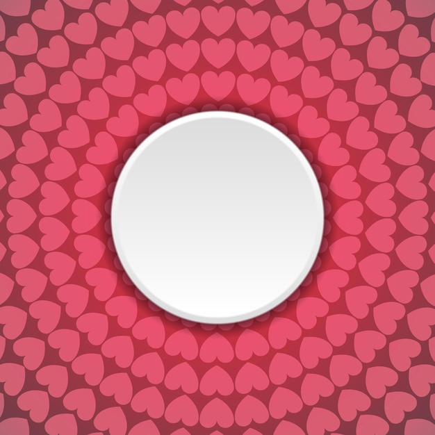 Pink hearts abstract background with blank circle